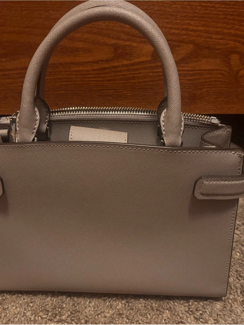 Michael Kors Silver Saffiano Dome Satchel